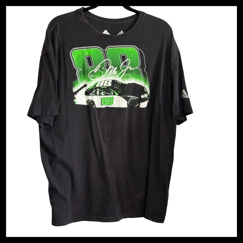 Adidas Dale Earnhardt Jr 88 NASCAR Racing Graphic T-Shirt Mens XL Black Green